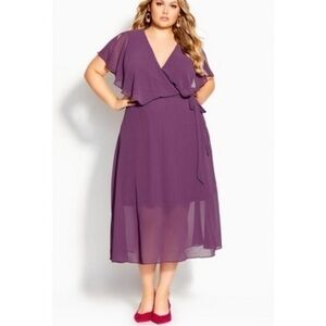 City Chic Softly Tied Dress - ORCHID